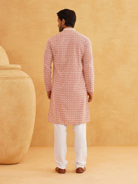 SOJANYA Ethnic Motifs Embroidered Mandarin Collar Pure Cotton Straight Kurta