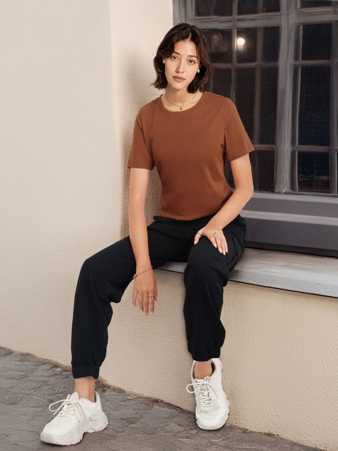 DressBerry Solid Round Neck Casual T-shirt