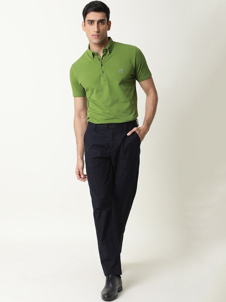 RARE RABBIT Men Alvas Checked Mid Rise Plain Slim Fit Trouser