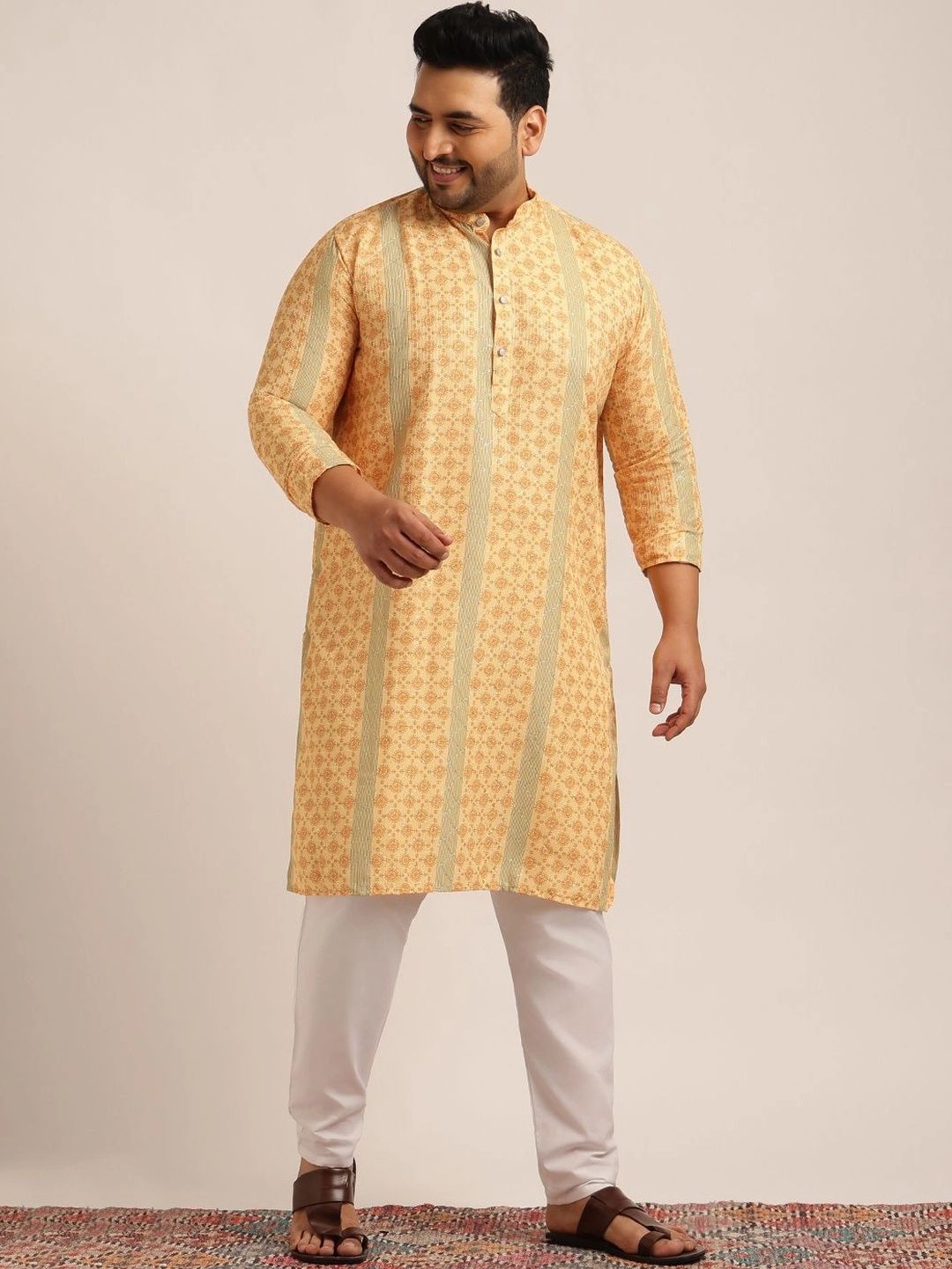 SOJANYA PLUS Lelaki Motif Etnik Cetakan Indie Kurta
