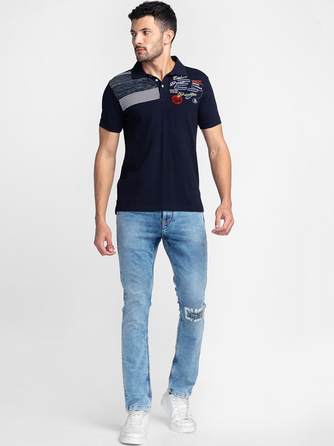 Being Human Men Straight Fit Mildly Distressed Heavy Fade Jeans