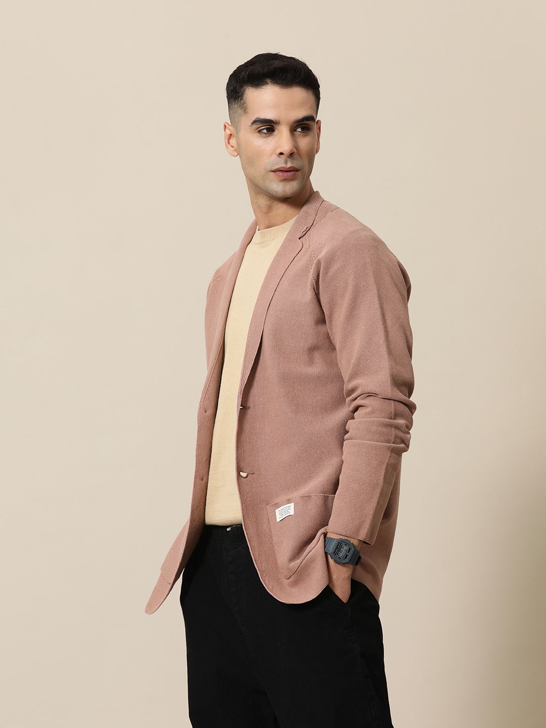 Mr Bowerbird Tailored Fit Lightweight Knitted Single-Breasted Casual Blazer