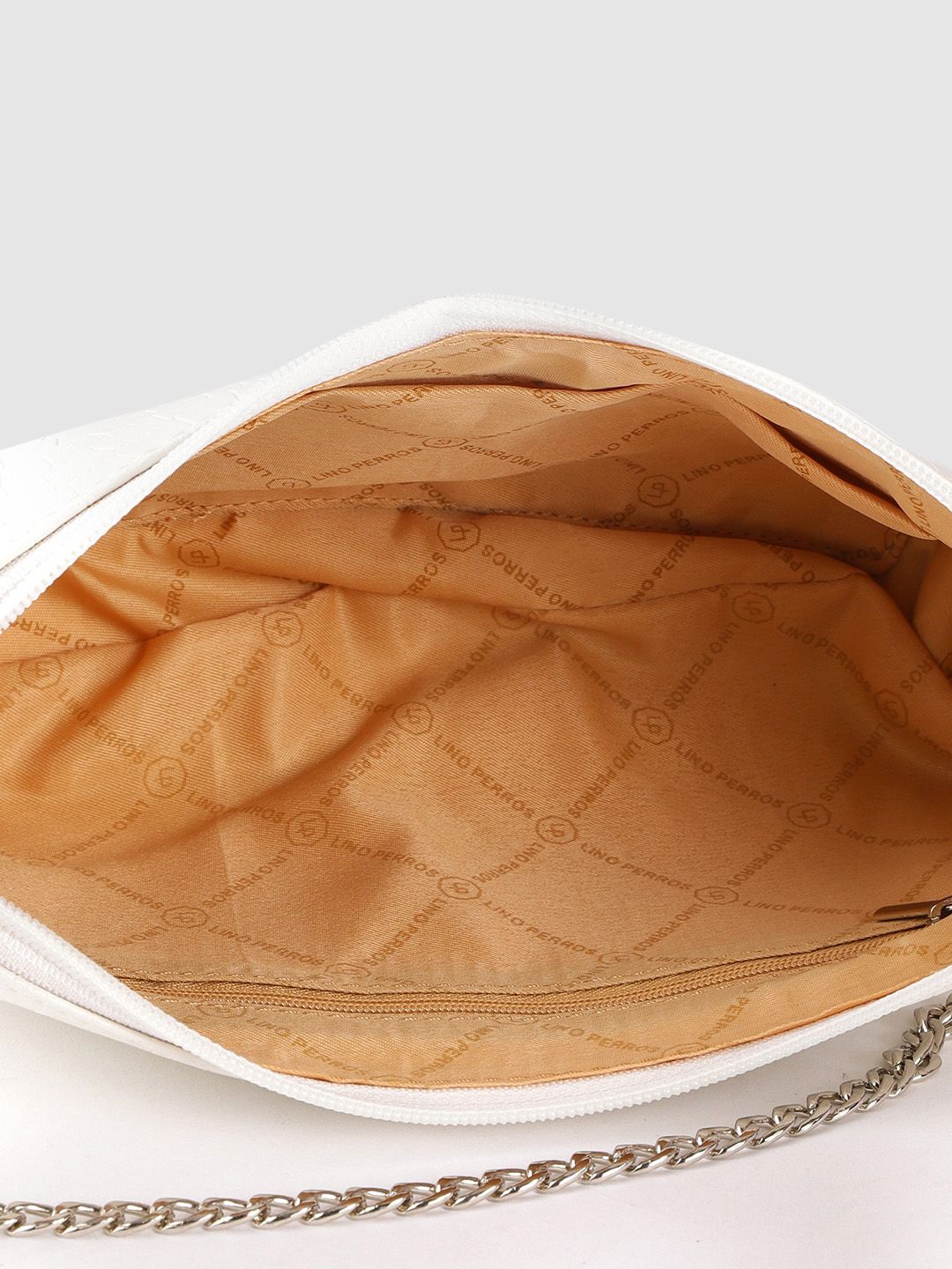 Lino Perros White Croc Textured Baguette Bag