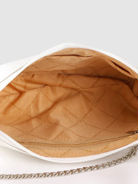 Lino Perros White Croc Textured Baguette Bag