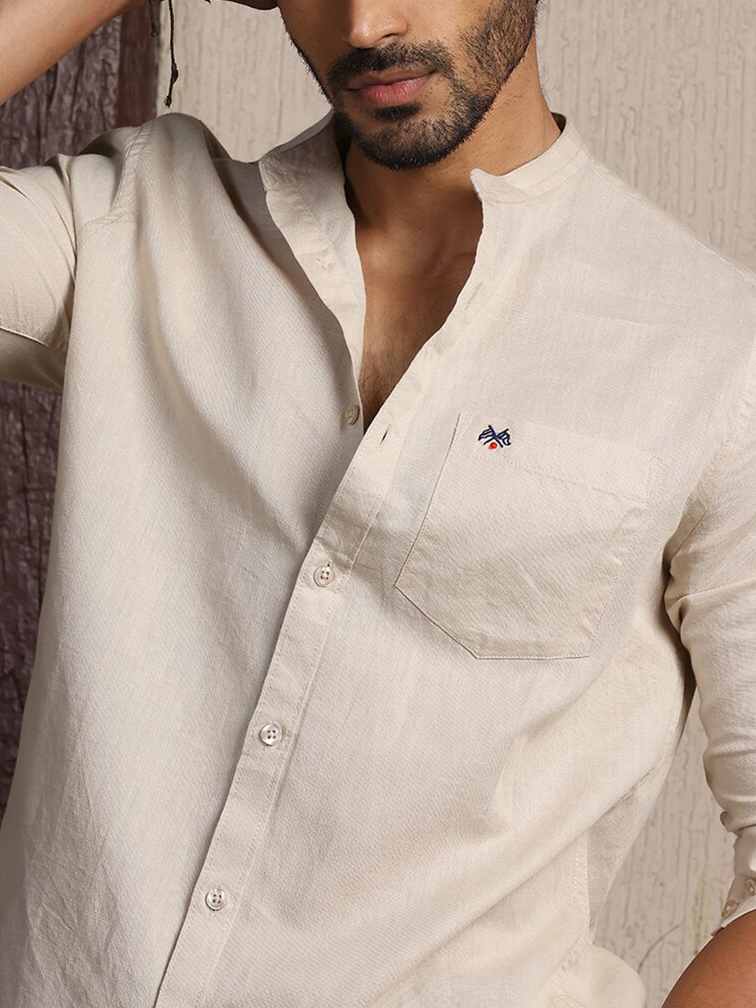 Thomas Scott Premium Cotton Linen Slim Fit Opaque Casual Shirt