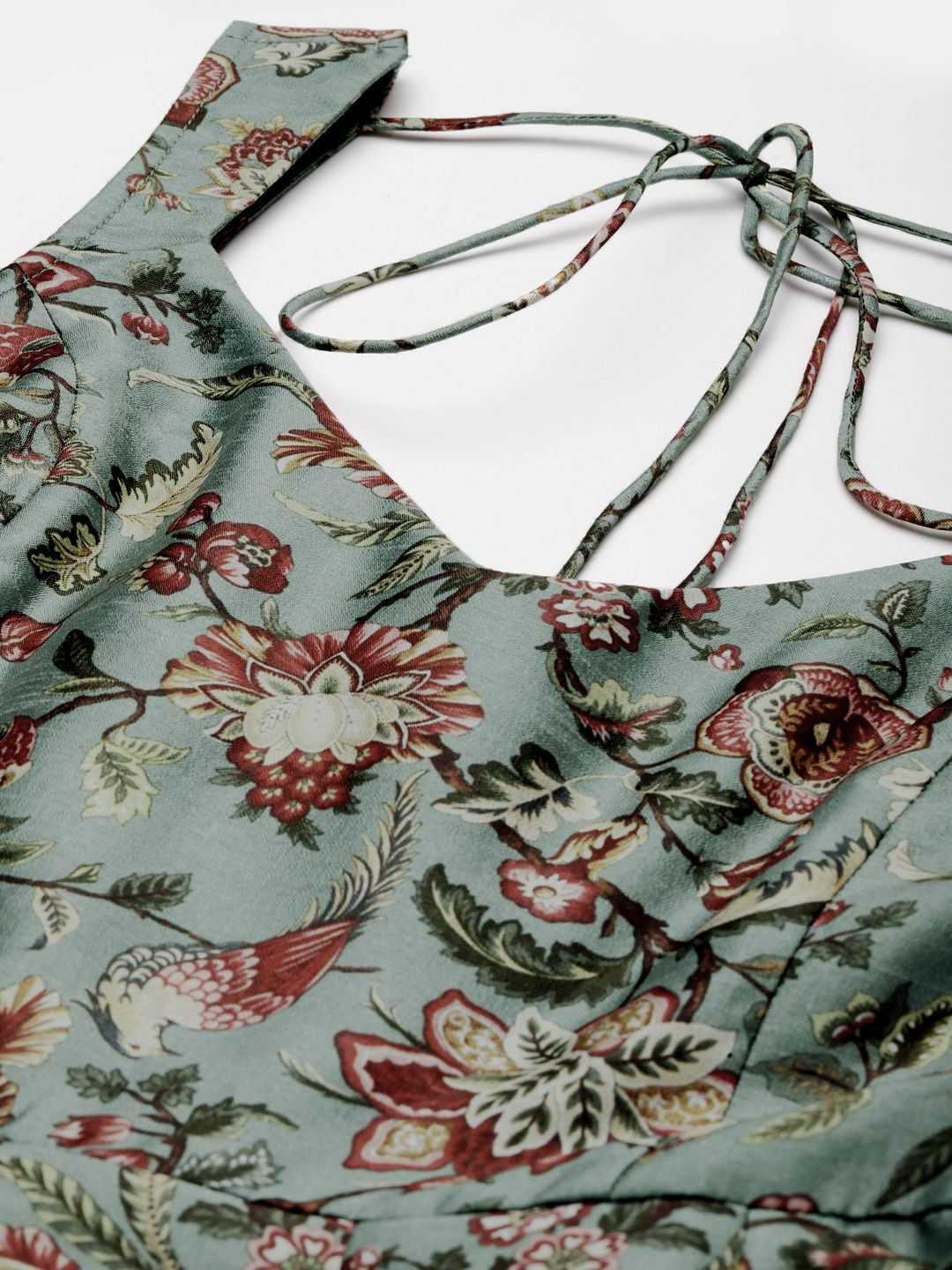 Shae by SASSAFRAS Olive Green & Maroon Floral Maxi Dress