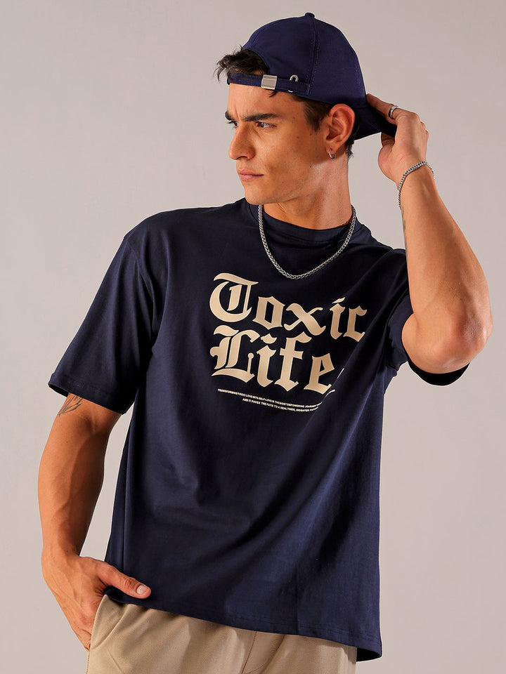 The Indian Garage Co Men Back Printed Boxy Oversized Round Neck T-shirt
