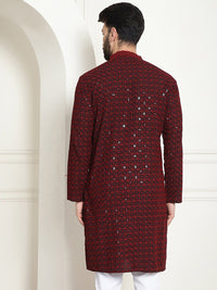 SOJANYA Geometric Embroidered Sequinned Pure Cotton Kurta