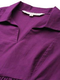 all about you Cotton Puff Sleeves Tiered A-Line Dress