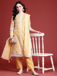 Anouk Ethnic Motifs Printed Regular Kurta With Trousers & Dupatta