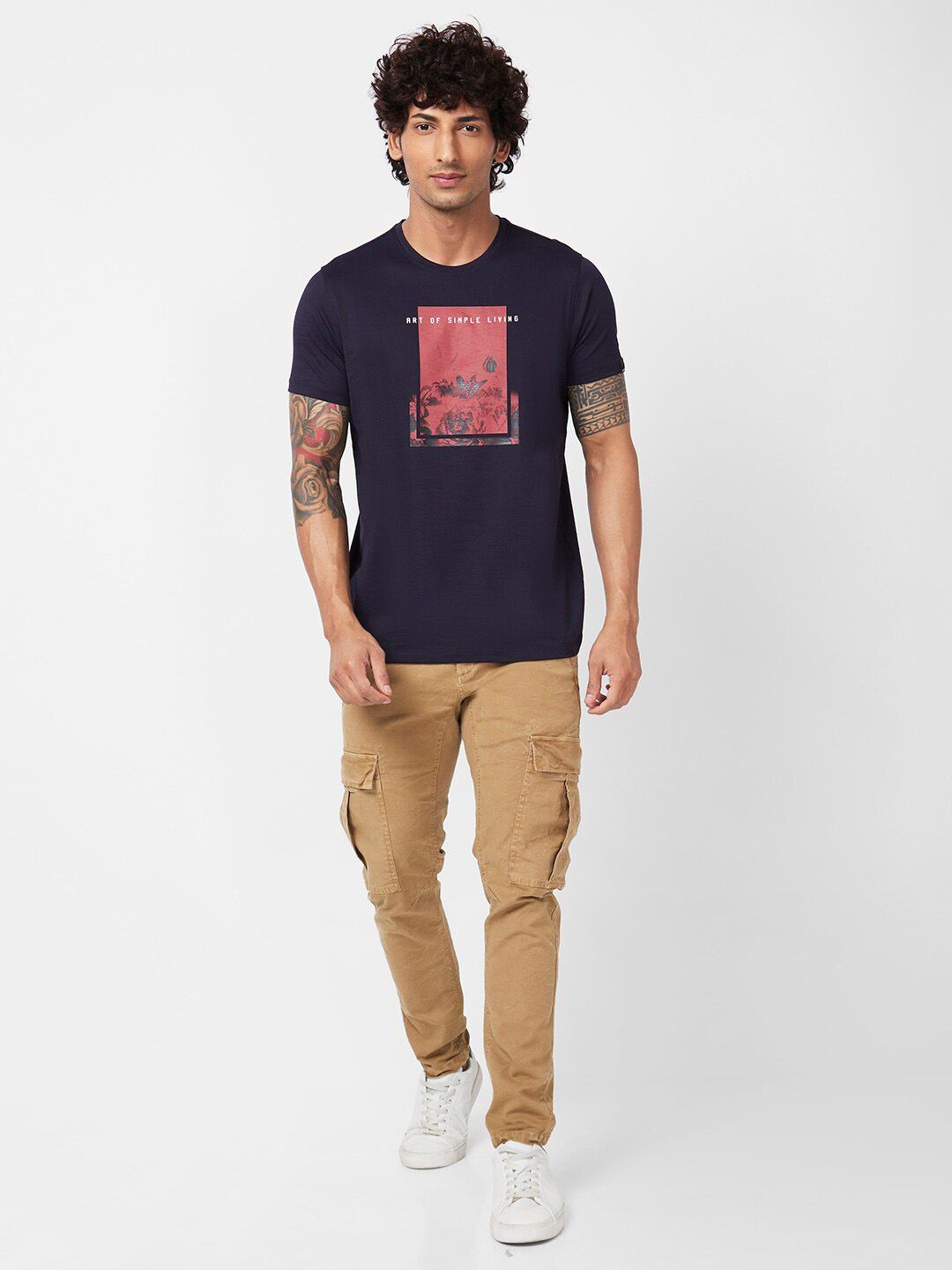 SPYKAR Graphic Printed Slim Fit Cotton T-Shirt