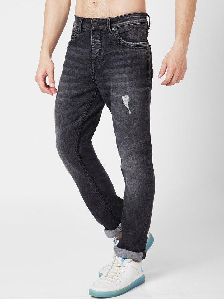 SPYKAR Men Regular Fit Mid-Rise Low Distress Light Fade Cotton Jeans