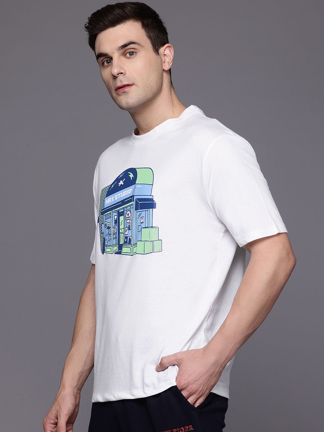 HRX by Hrithik Roshan Quirky Graphic Print Regular Fit Lifestyle T-shirt