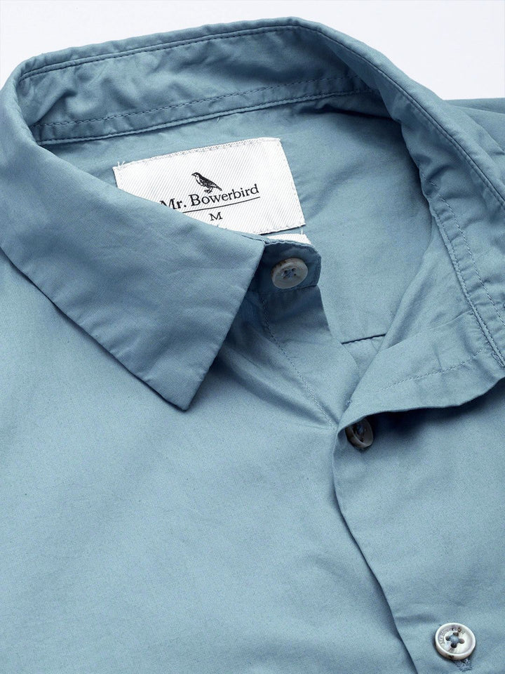 Mr Bowerbird Men Blue Pure Cotton Liberal Fit Casual Shirt