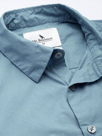 Mr Bowerbird Men Blue Pure Cotton Liberal Fit Casual Shirt