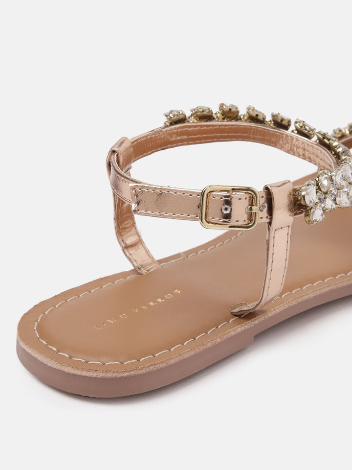 Lino Perros Women Embellished Party Open Toe Flats