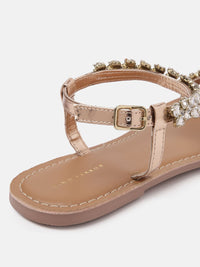 Lino Perros Women Embellished Party Open Toe Flats