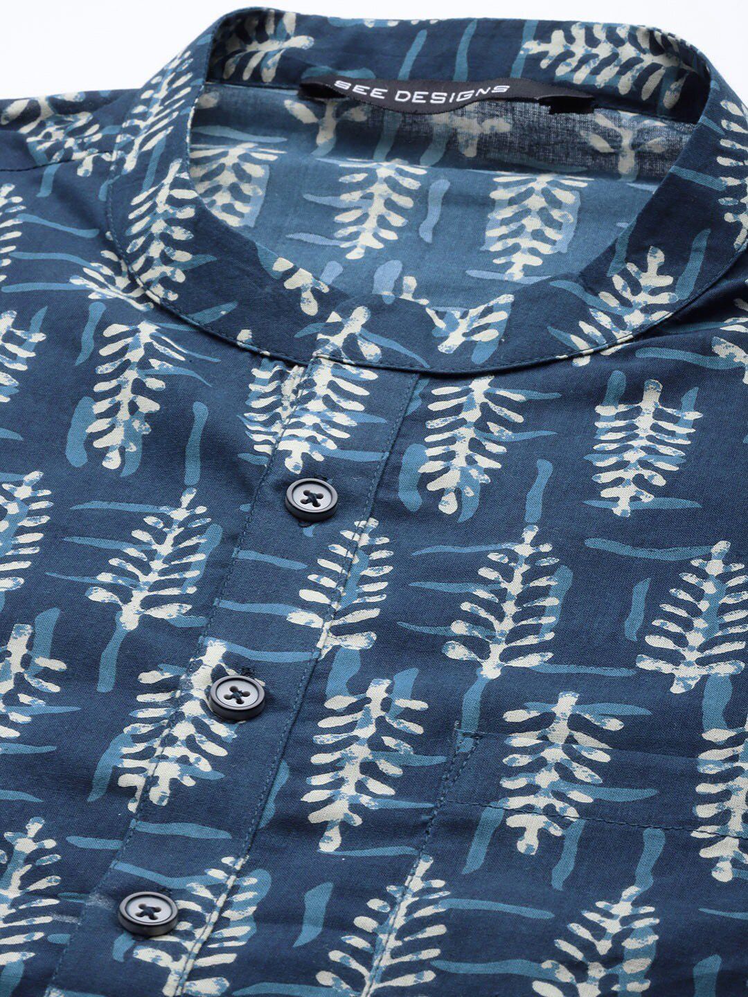 See Designs Men Blue Ethnic Motifs Printed Kurta