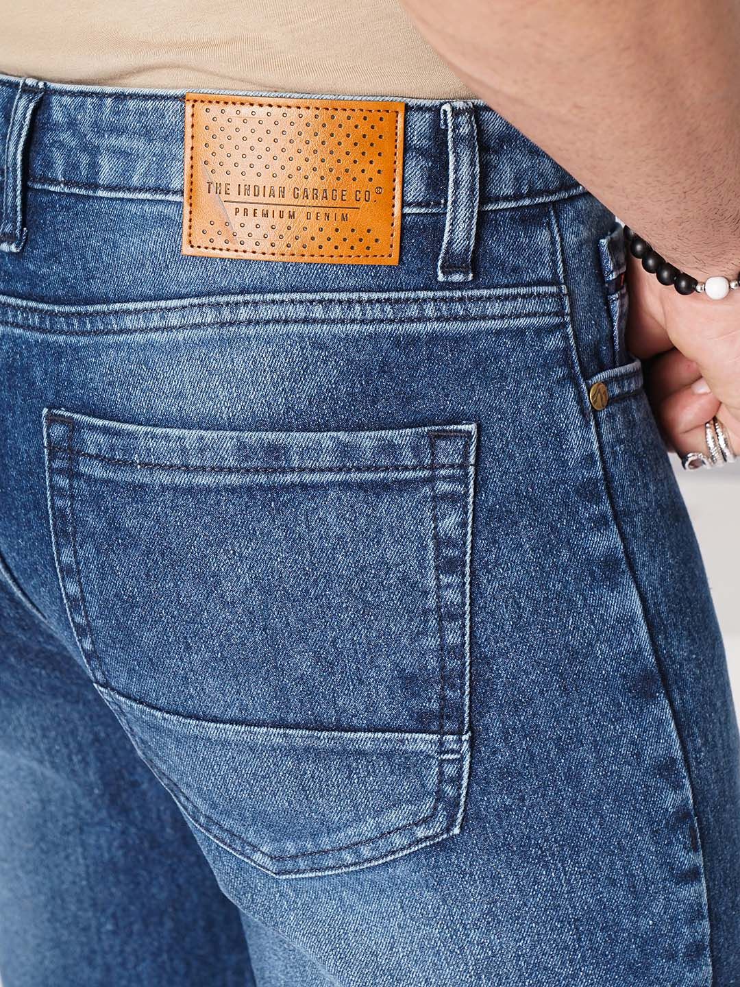 The Indian Garage Co Men Blue Slim Fit Low-Rise Clean Look Stretchable Jeans