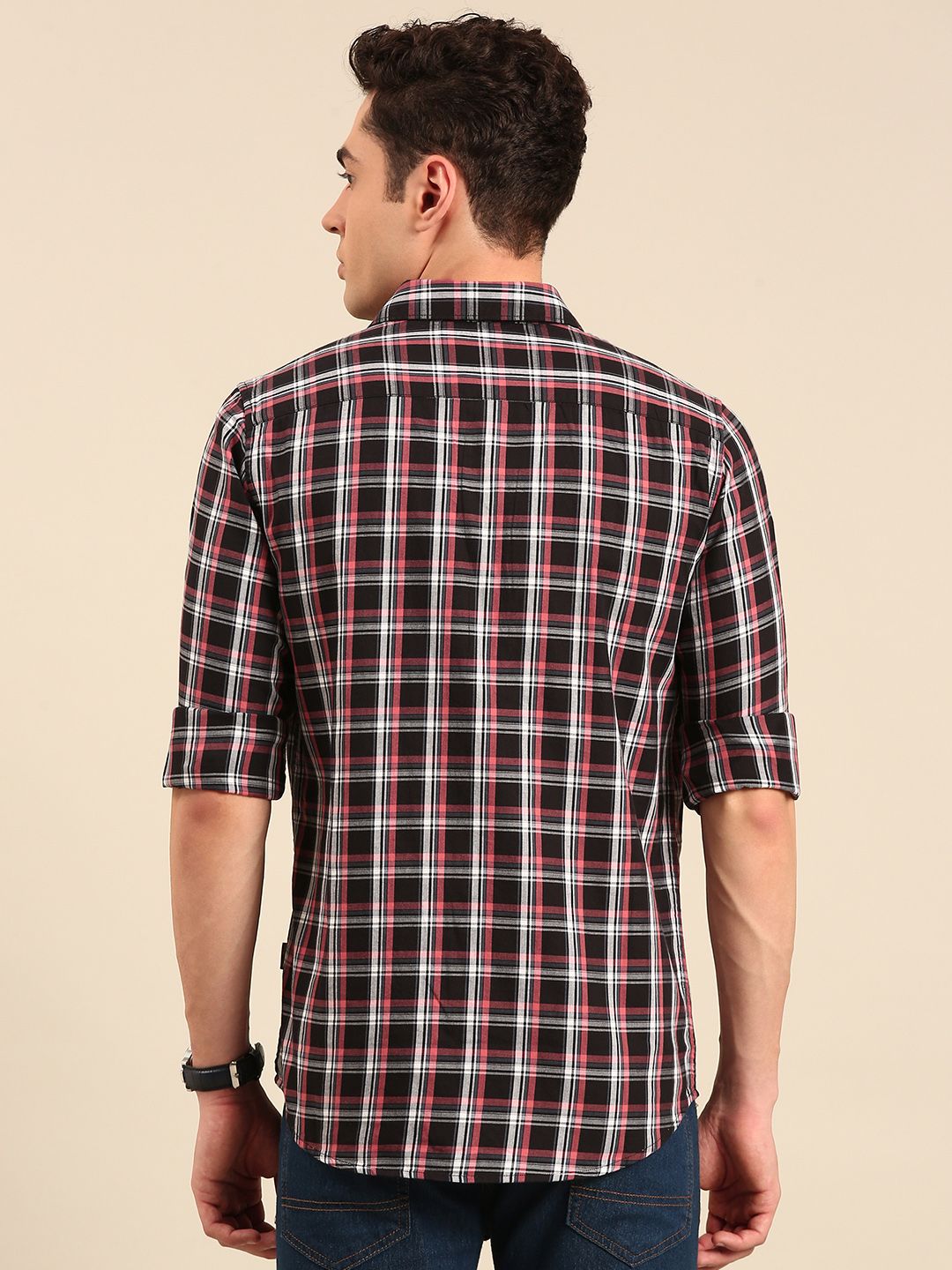 Being Human Pure Cotton Slim Fit Opaque Checked Casual Shirt