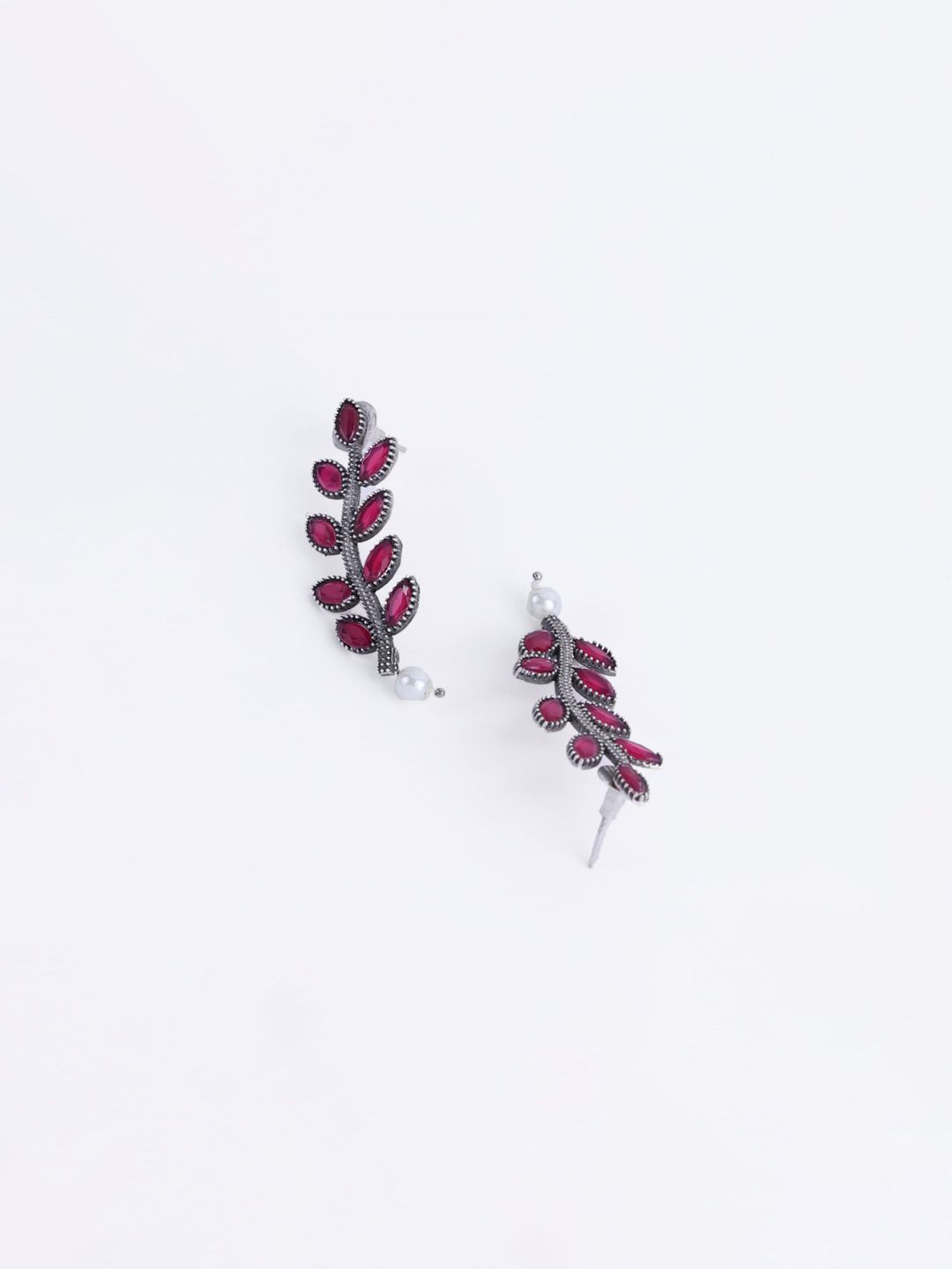 PANASH Silver-Plated Leaf Shaped Drop Earrings