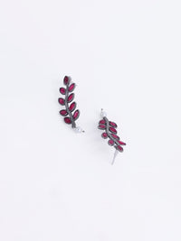 PANASH Silver-Plated Leaf Shaped Drop Earrings
