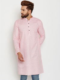 SOJANYA Men Pink & Red Printed Straight Kurta