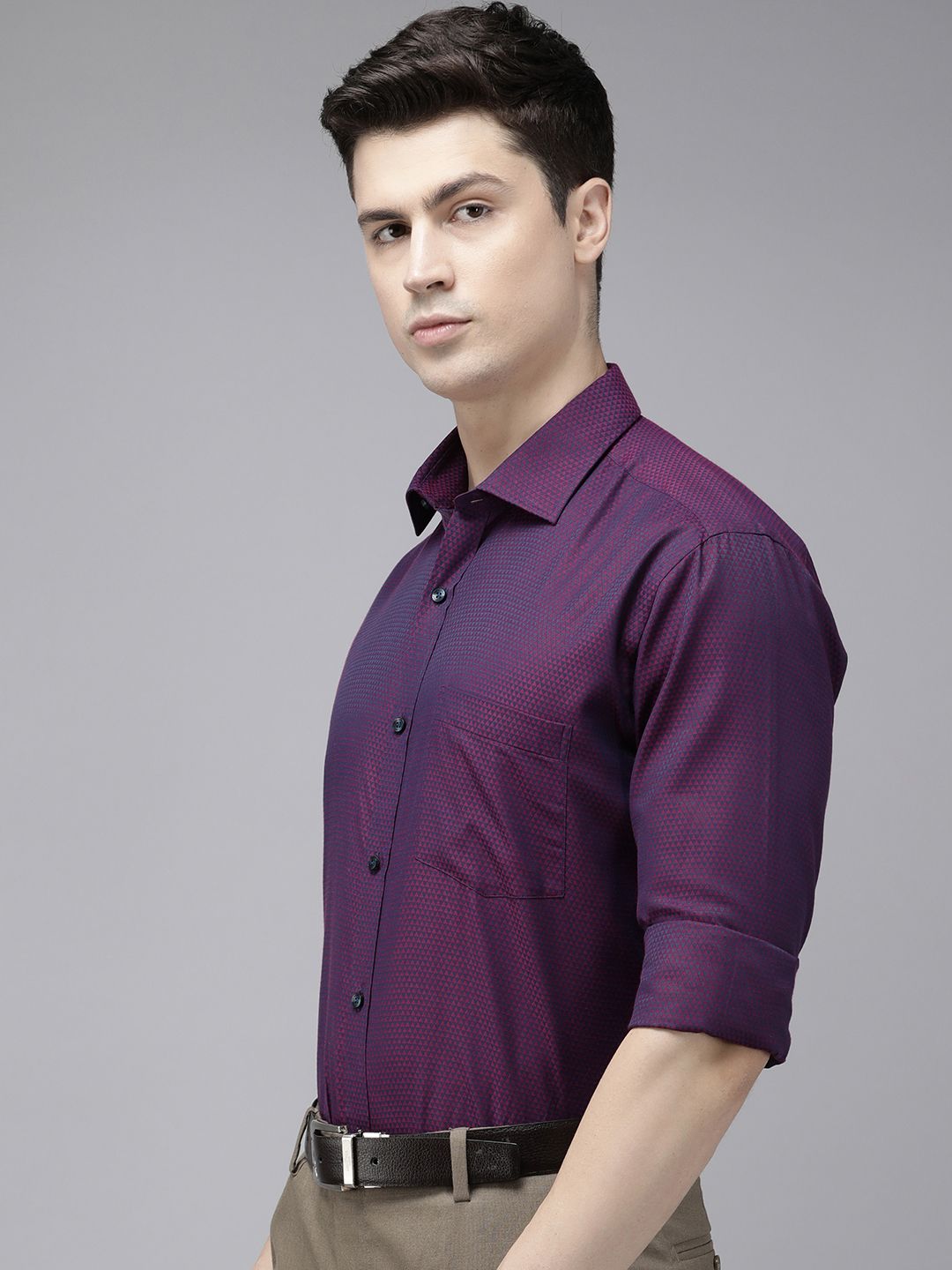 Park Avenue Self-Design Geometric Slim Fit Formal Shirt