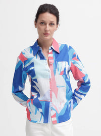 RAREISM Print Mandarin Collar Cotton Top