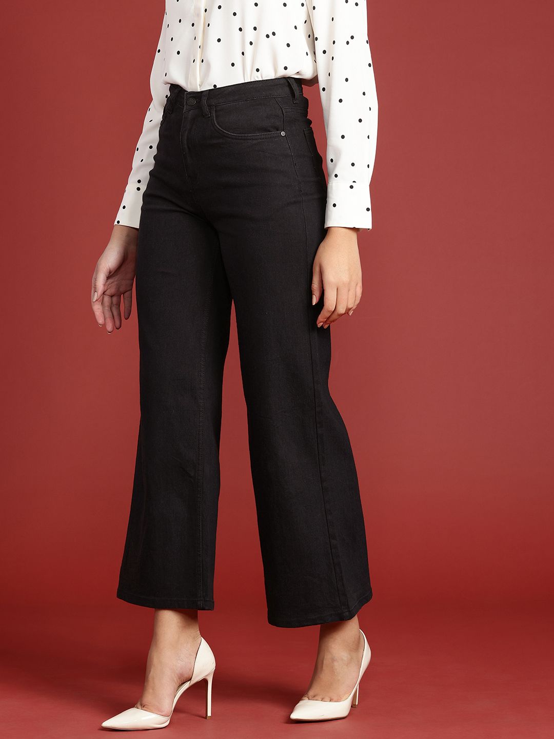 all about you Women Wide Leg High-Rise Stretchable Jeans