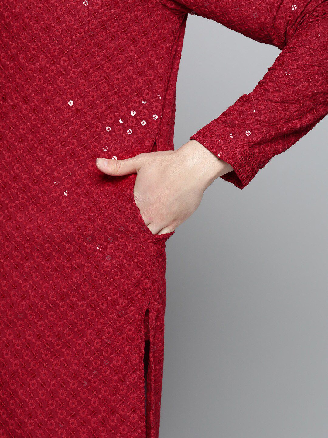 Jompers Men Mandarin Collar Embellished Kurta