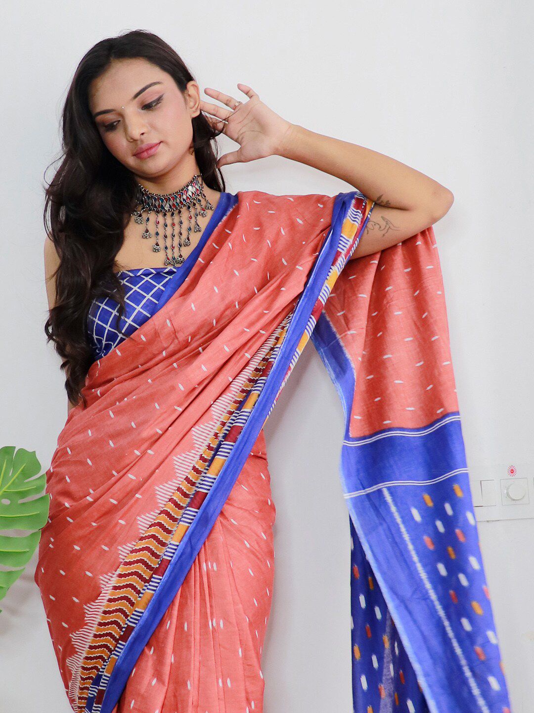 Saree mall Ethnic Motifs Poly Cotton Bagh Ready to Wear Saree