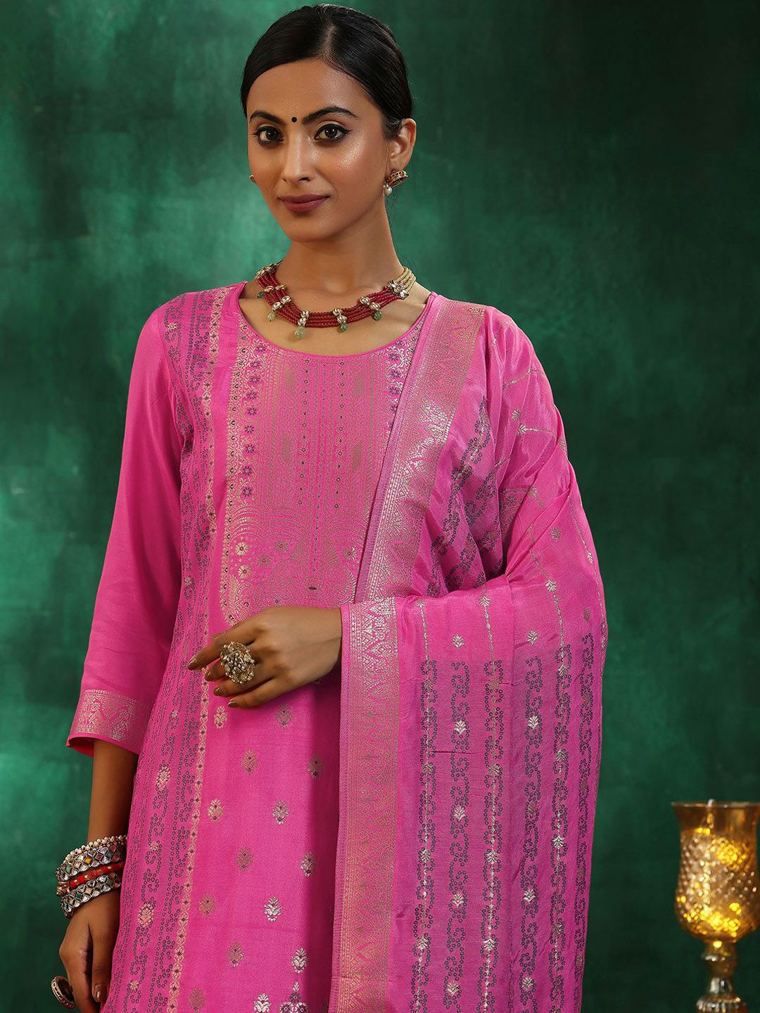 Libas Women Ethnic Motifs Regular Kurta with Trousers & With Dupatta