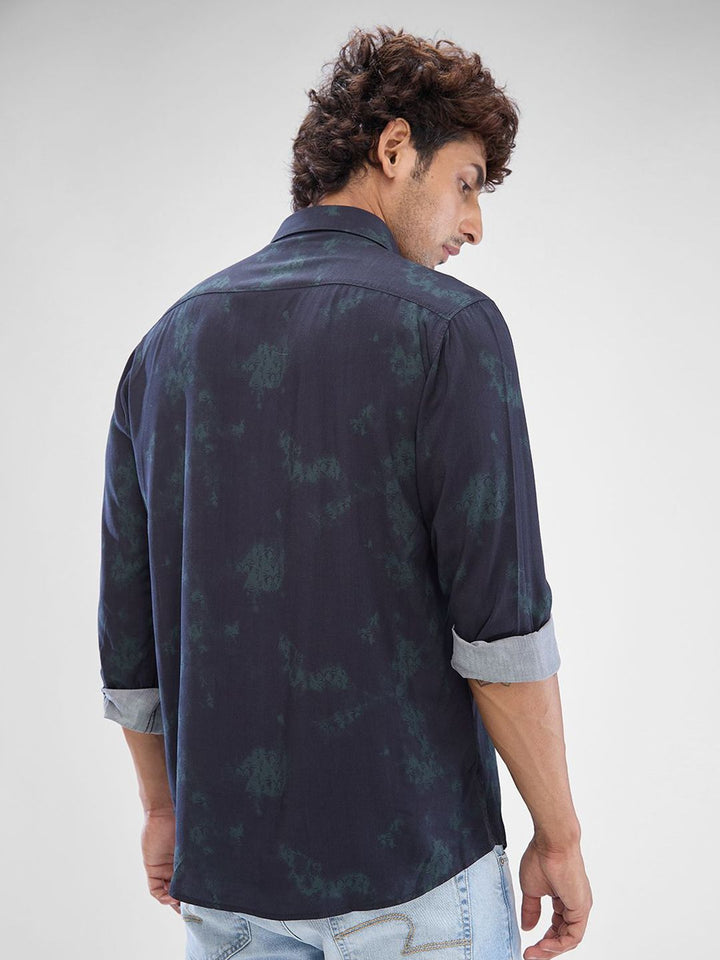 SPYKAR Men Slim Fit Opaque Abstract Printed Spread Collar Casual Shirt