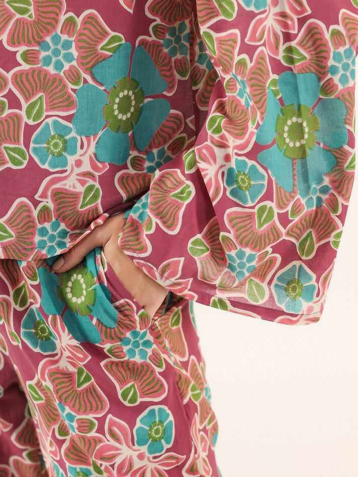 Sanskrutihomes Floral Printed Pure Cotton Night Suit