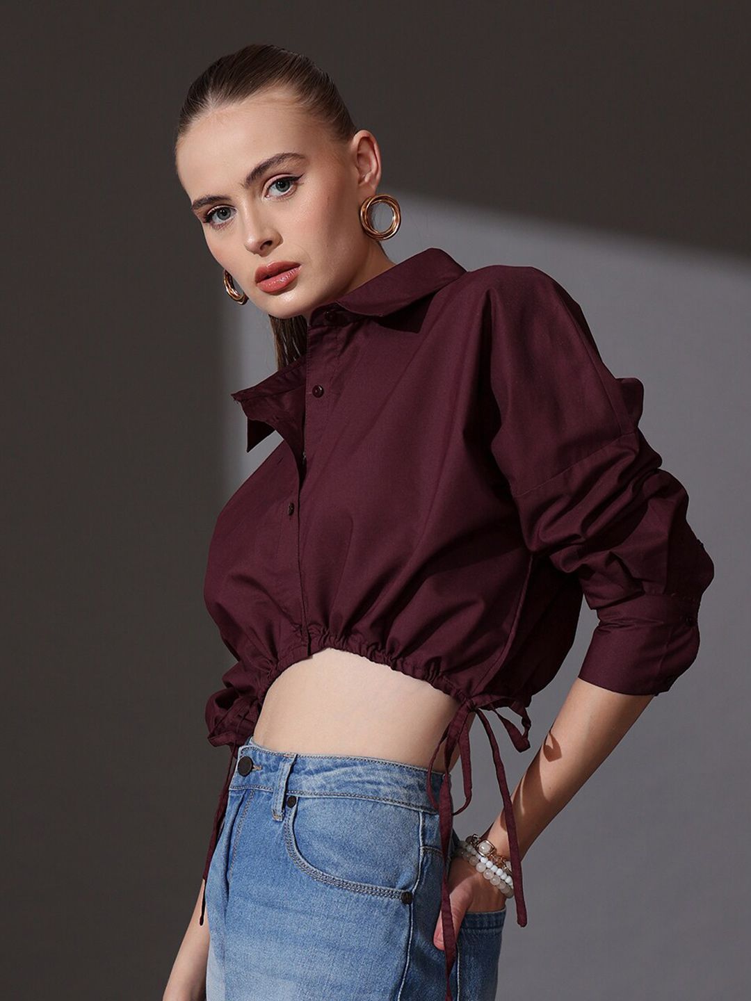 STREET 9 Shirt Style Crop Top