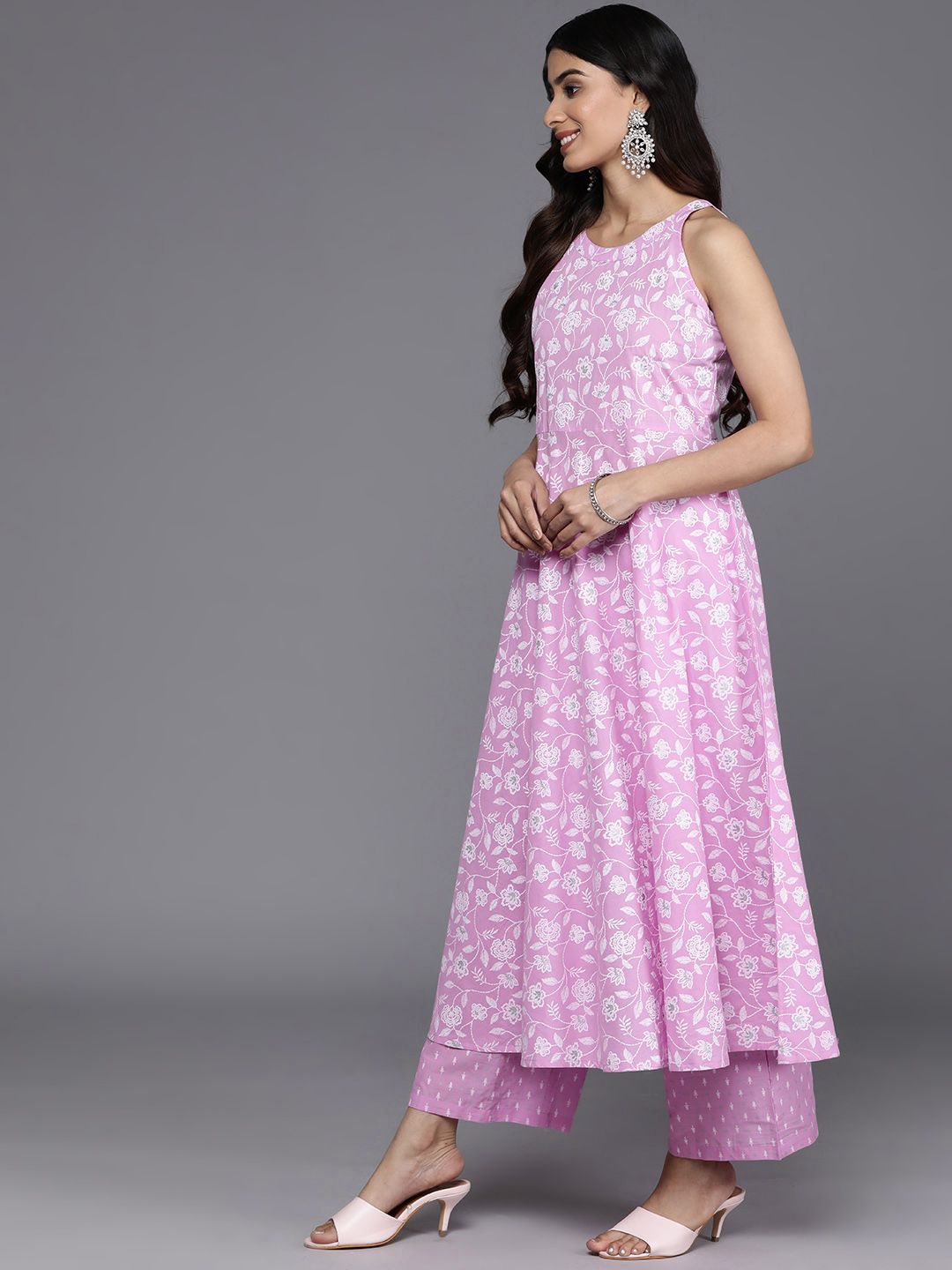 Varanga Floral Printed Regular Pure Cotton Kurta with Trousers