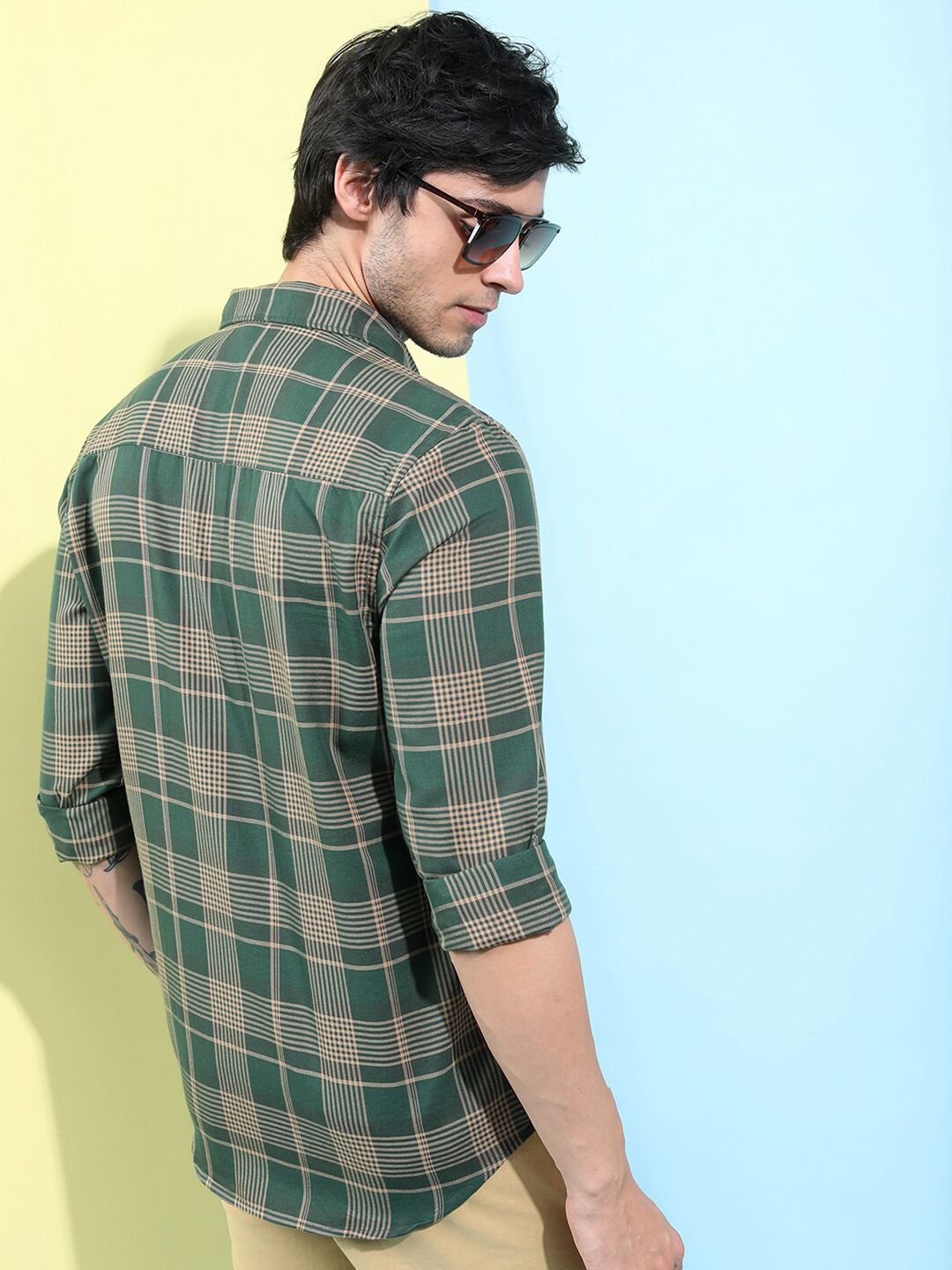 HIGHLANDER Tartan Checked Slim Fit Casual Shirt