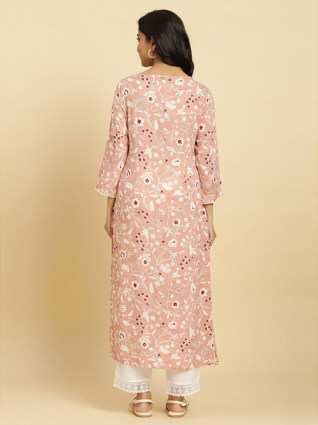 W Floral Printed Straight Kurta