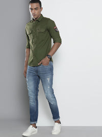 The Indian Garage Co Men Green Regular Fit Opaque Solid  Casual Shirt