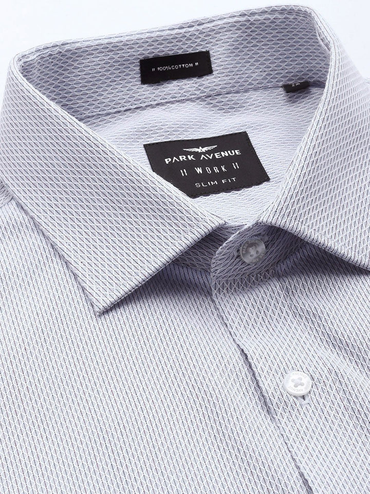 Park Avenue Pure Cotton Self Design Slim Fit Textured Formal Shirt
