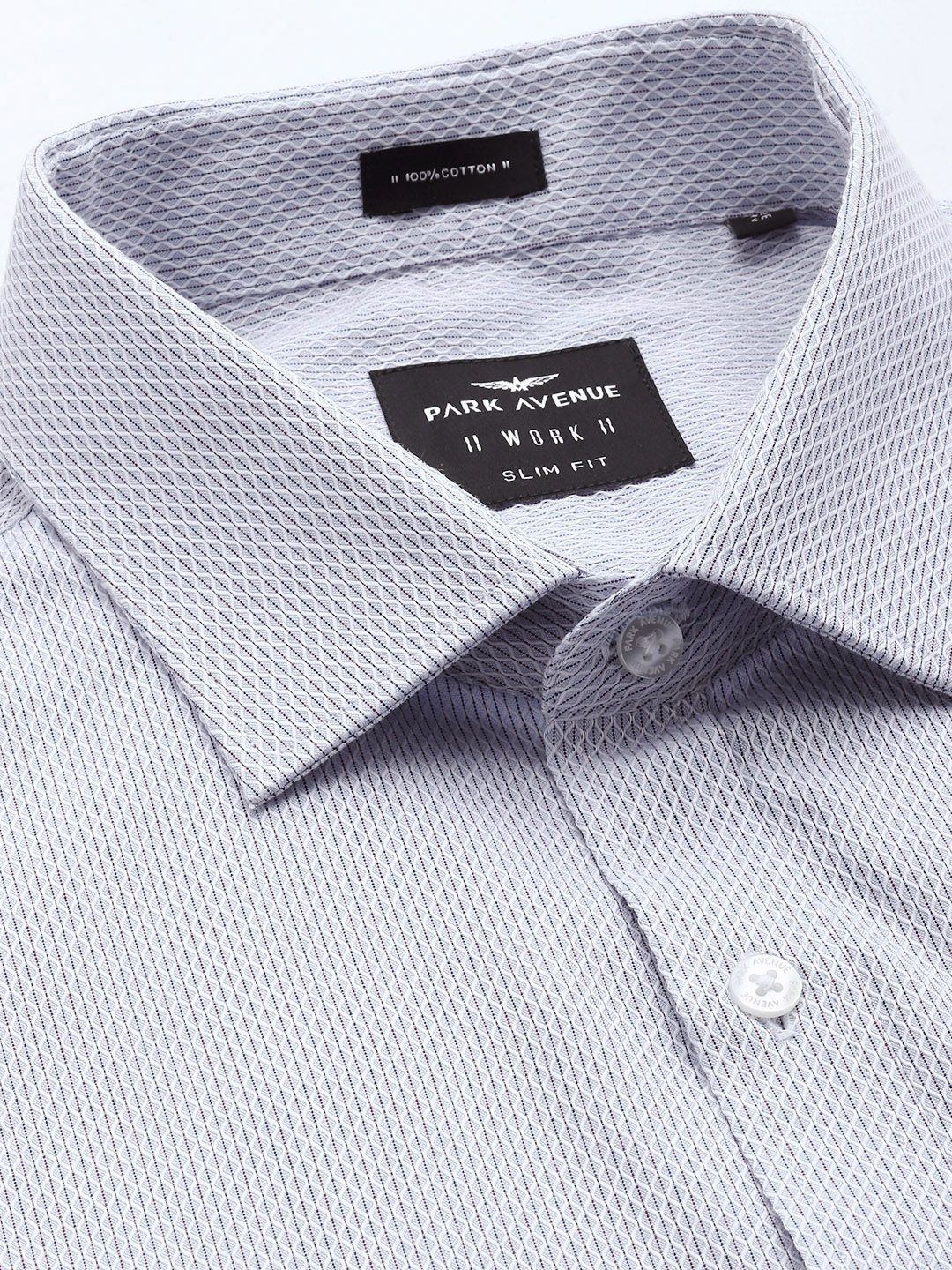 Park Avenue Pure Cotton Self Design Slim Fit Textured Formal Shirt