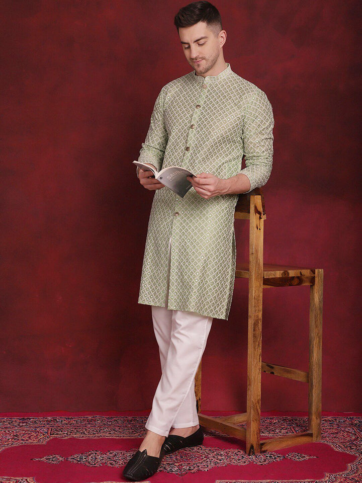 Jompers Embroidered Regular Sequinned Kurta with Pyjamas