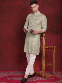 Jompers Embroidered Regular Sequinned Kurta with Pyjamas