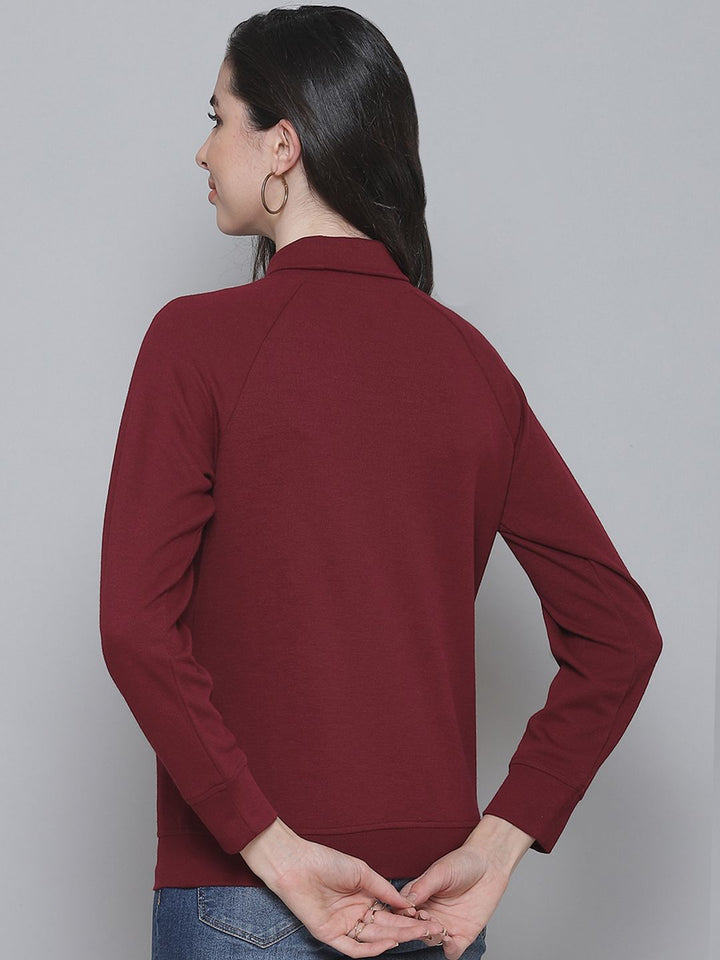 SASSAFRAS Maroon Ribbed Regular Winter Top