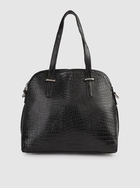 Lino Perros Black Snakeskin Textured Structured Handheld Bag