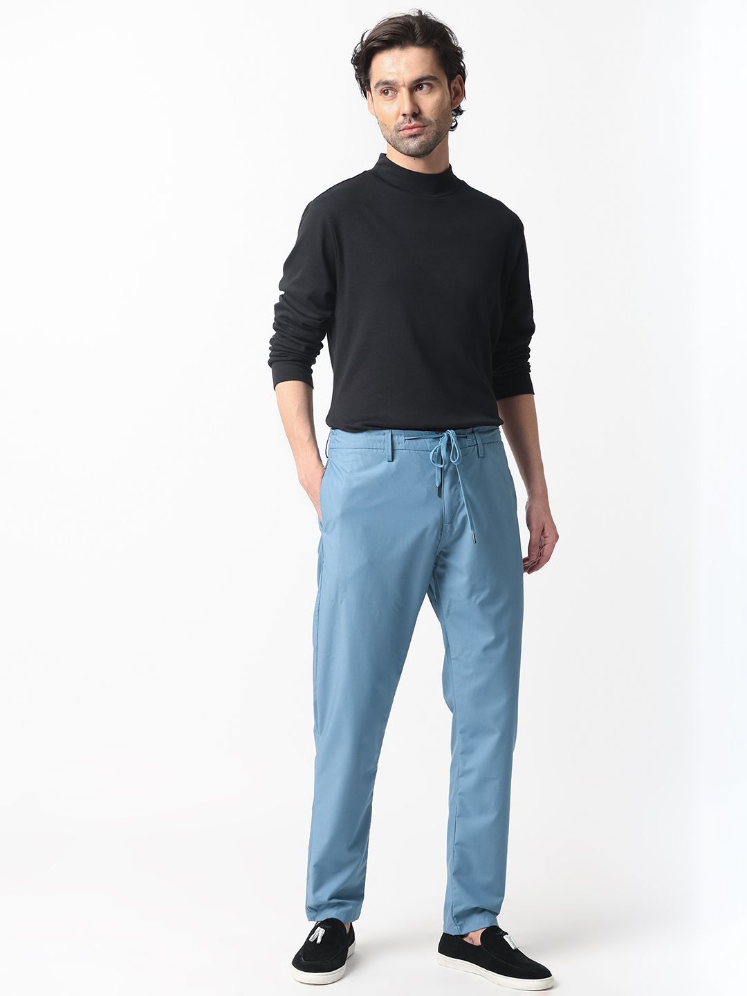 RARE RABBIT Men Aux Drawstring Slim Fit Mid-Rise Trouser