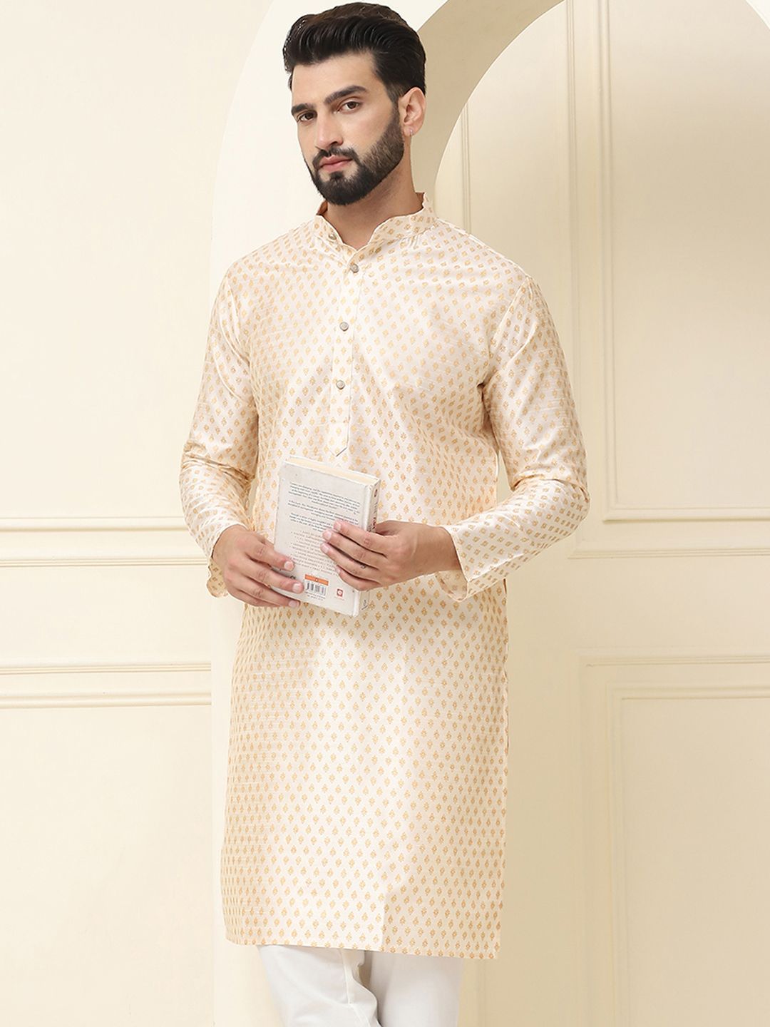 SOJANYA Motif Etnik Bercetak Kurta Lurus Kolar Mandarin