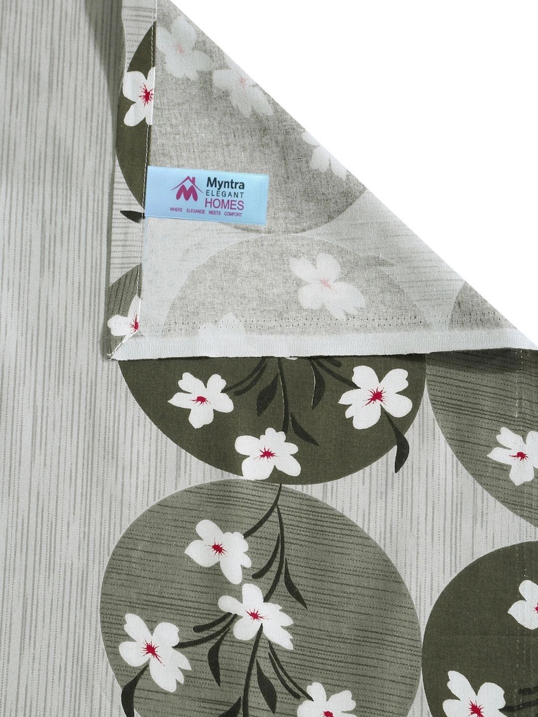 Myntra Elegant Homes Hijau Zaitun & Coklat Bunga 400 TC Cadar Single dengan 1 Sarung Bantal