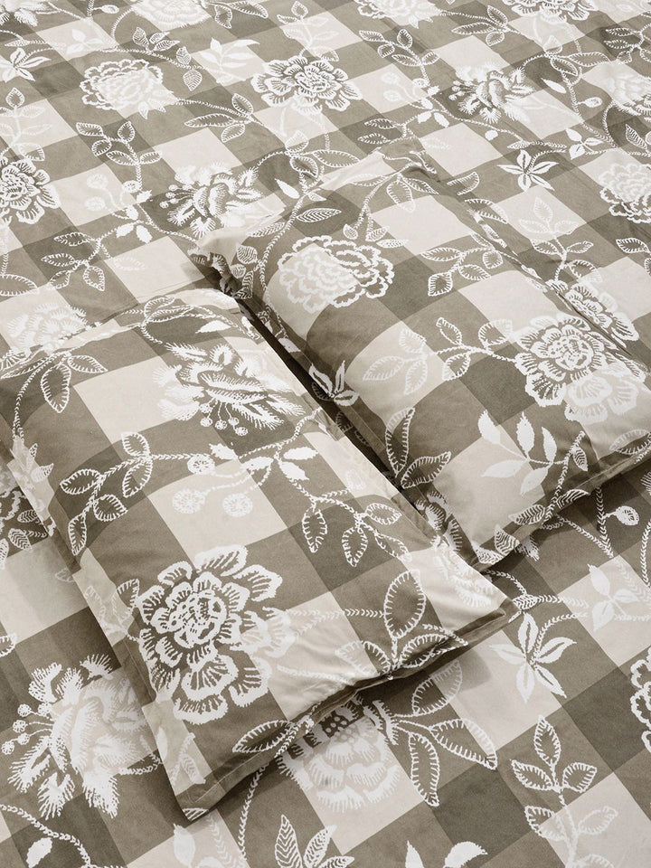 Myntra Elegant Homes Beige Floral 300 TC King Bedsheet with 2 Pillow Covers
